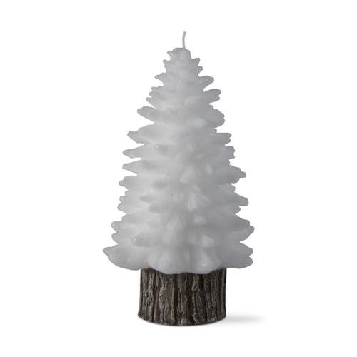 Tag Spruce Large Rustic Tree Candle White Paraffin Wax Pillar In White