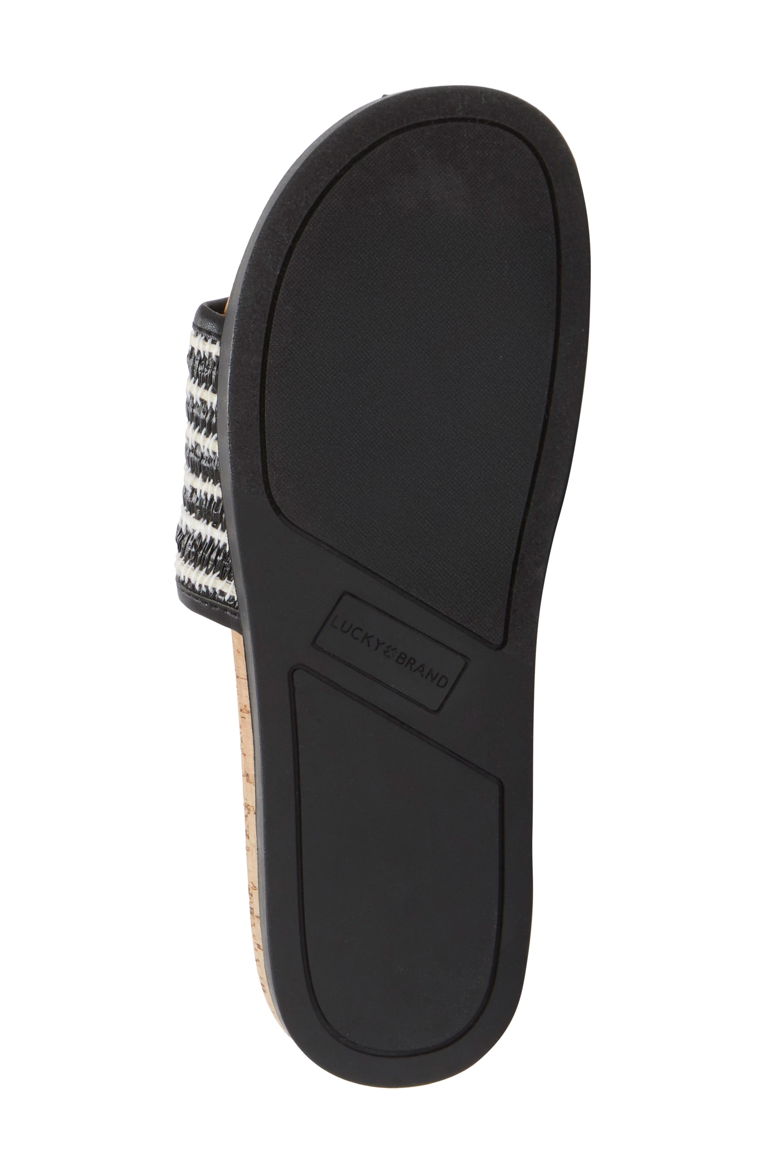 Lucky Brand Dylina Slide Sandal, Alternate, color, Black Multi Raffia