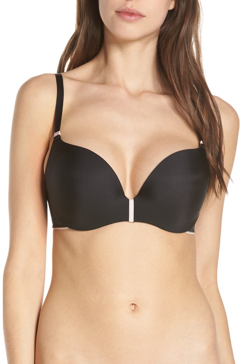 Absolute Invisible Smooth Underwire Push-Up Bra, Main, color, BLACK