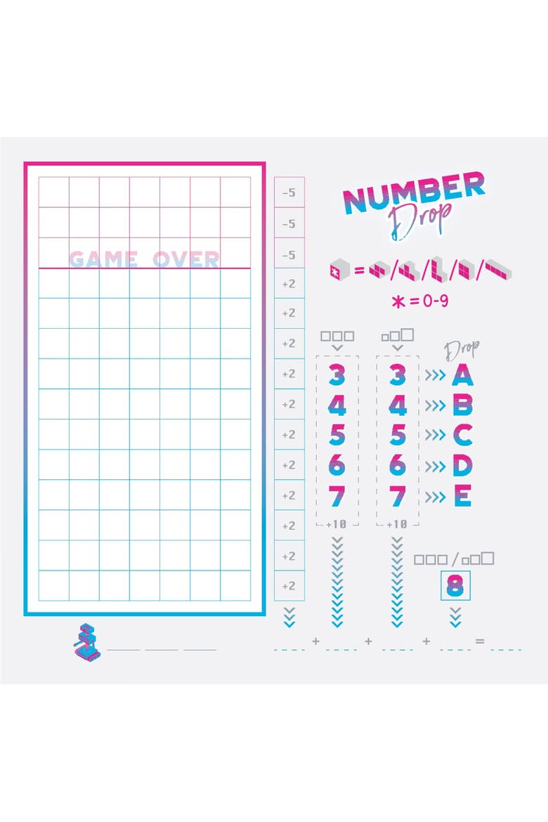 Number Drop Retro Roll & Write, Video Game Theme, Alternate, color, Multicolored