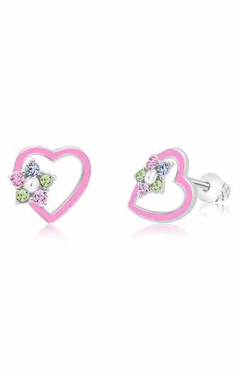Heart Flower Stud Earrings