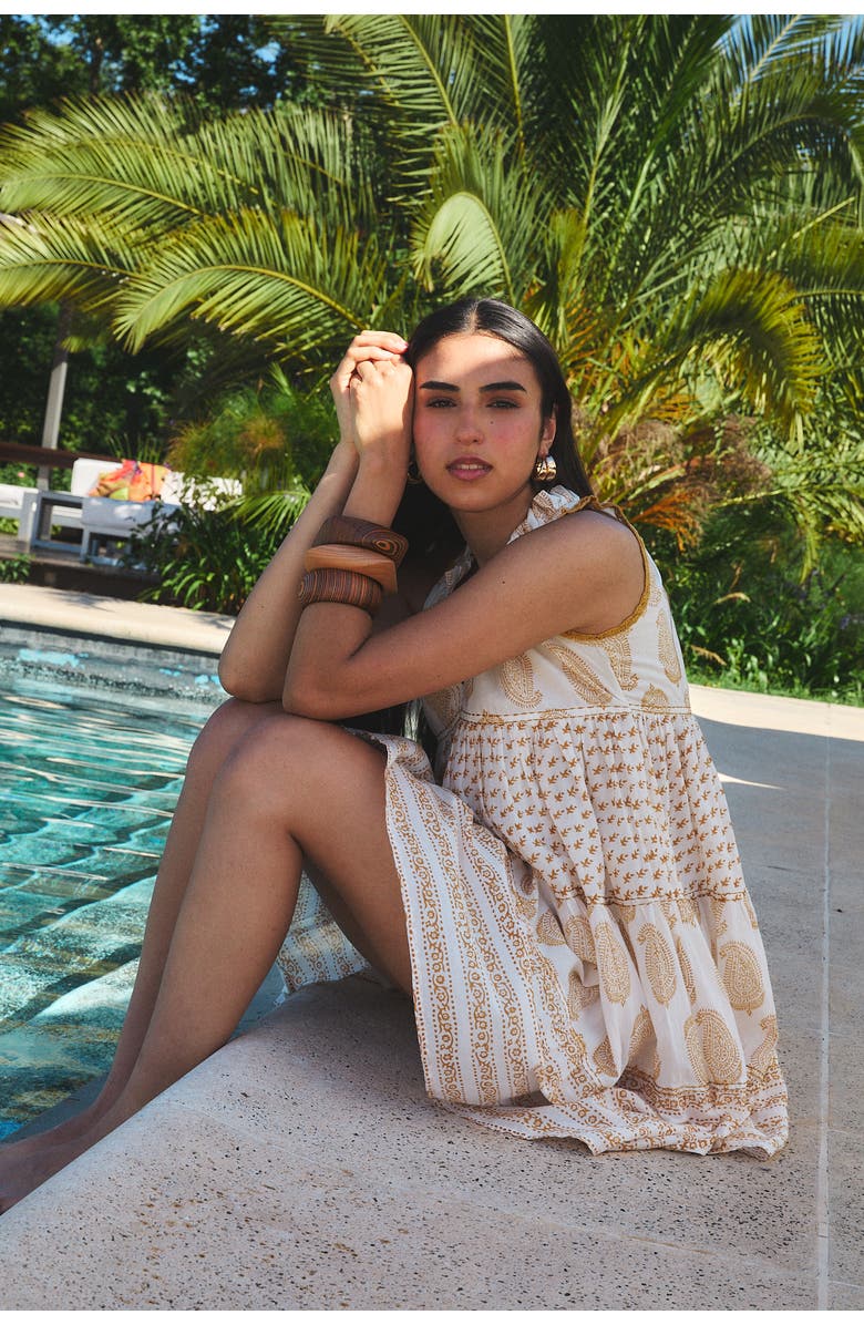 Ro's Garden Sofie Short Dress, Alternate, color, Beige Indienne