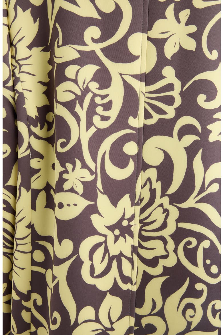 Rosea Historical Floral Double Breasted Scuba Knit Overcoat, Alternate, color, TAUPE