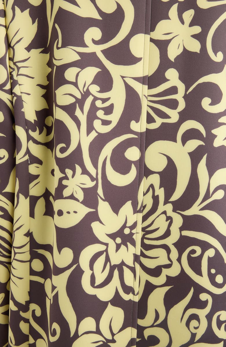 Dries Van Noten Rosea Historical Floral Double Breasted Scuba Knit Overcoat, Alternate, color, Taupe