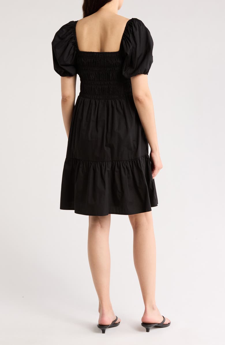 Eliza J Puff Sleeve Smocked Fit & Flare Dress, Alternate, color, 