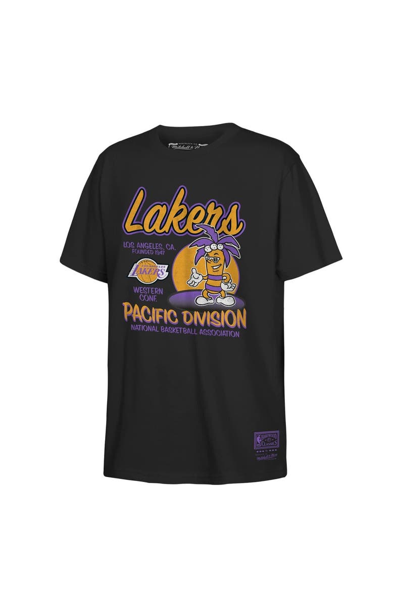 Mitchell & Ness Youth Mitchell & Ness Black Los Angeles Lakers Retro Mascot Script T-Shirt, Main, color, Black