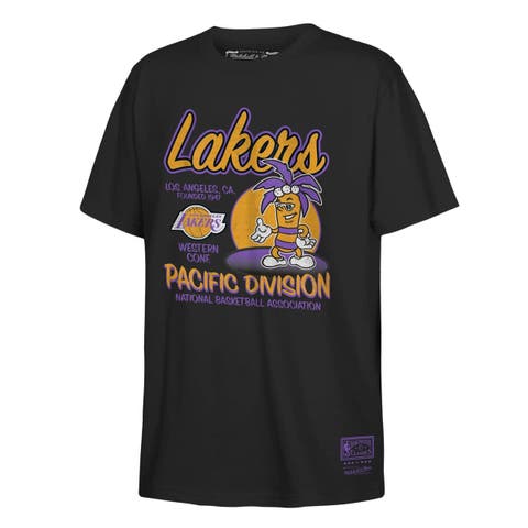 Youth Mitchell & Ness Black Los Angeles Lakers Retro Mascot Script T-Shirt
