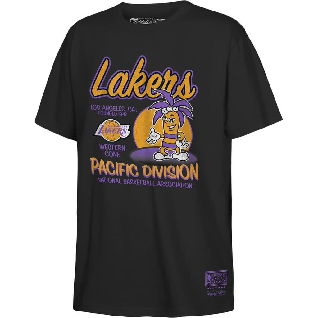 Mitchell & Ness Kids' Youth Black Los Angeles Lakers Retro Mascot Script T-shirt