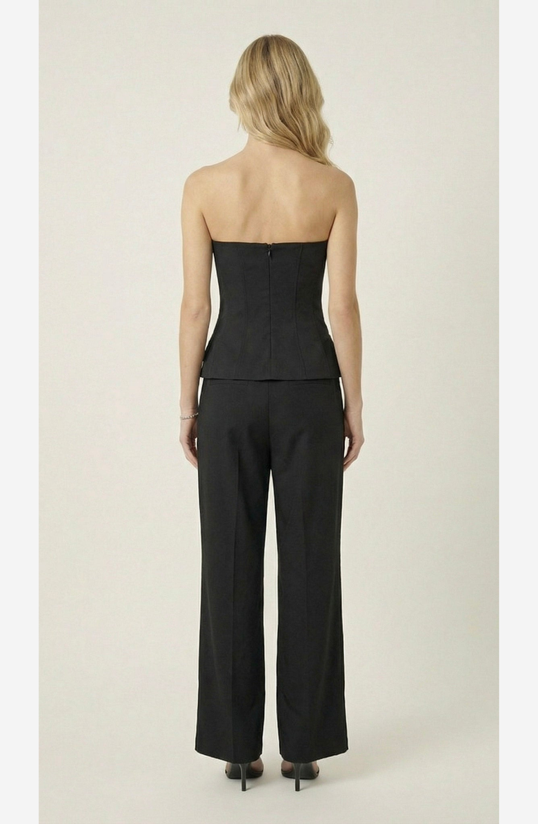 Modenaire Strapless Vest and Wide Leg Pant Set, Alternate, color, Black