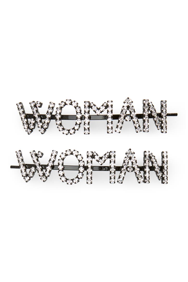 Woman Set of 2 Crystal Hair Pins, Main, color, CLEAR