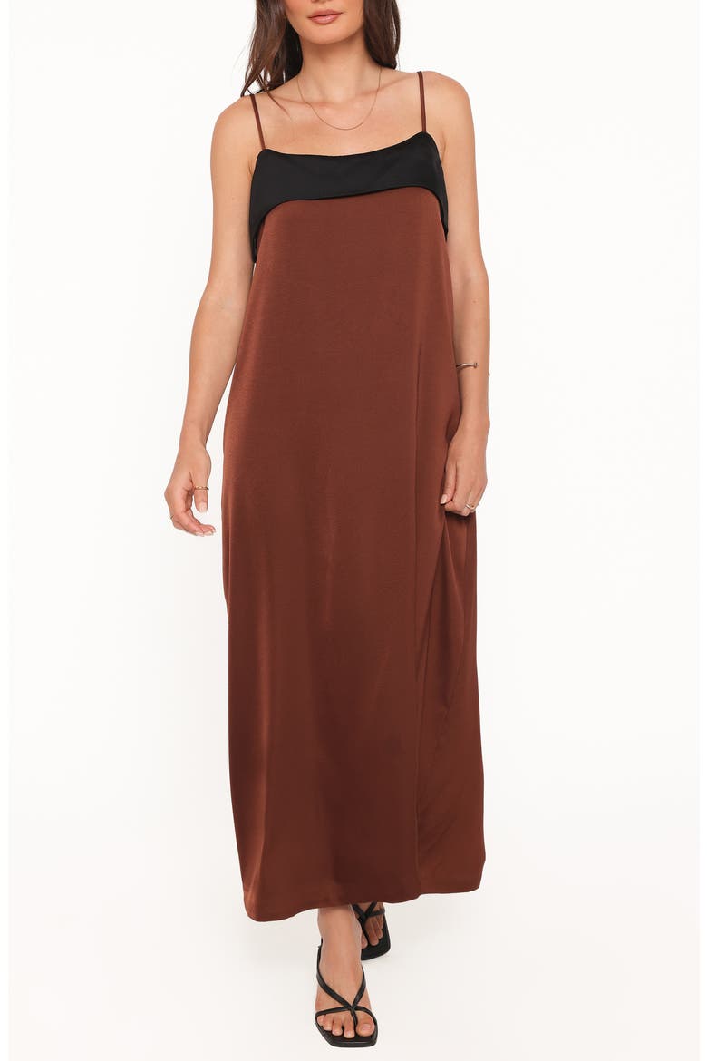 Carita Colorblock Maxi Dress, Main, color, BLACK/ BROWN