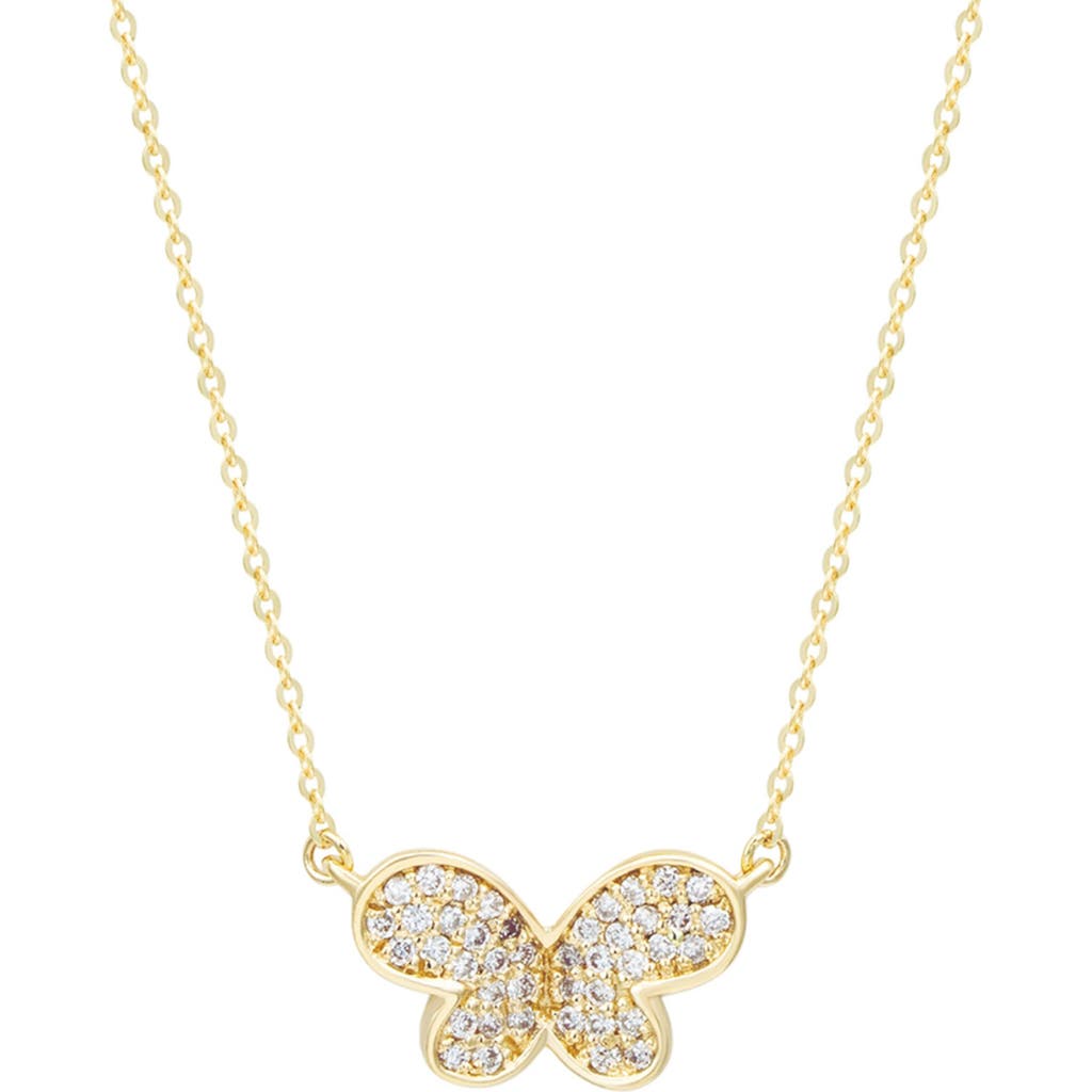 Suzy Levian Diamonds Diamond Butterfly Pendant Necklace In Yellow Gold