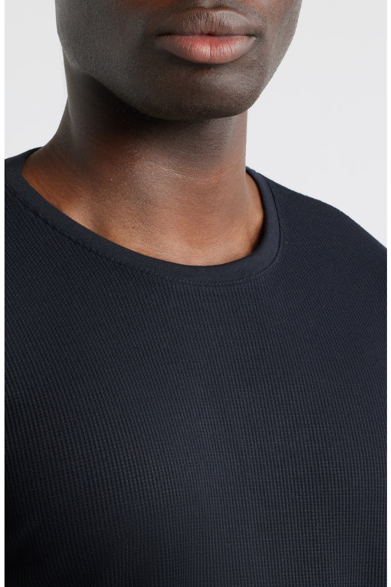Waffle Knit Pajama Top, Alternate, color, BLACK