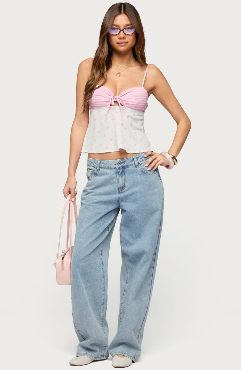 EDIKTED Tilly Mixed Print Top, Alternate, color, Pink-And-White