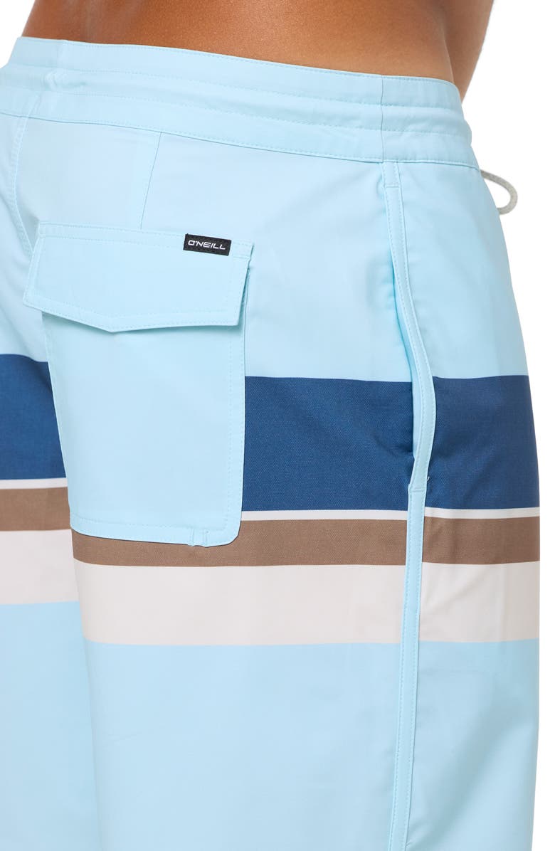 O'Neill Cruzer Stripe Scallop Swim Trunks, Alternate, color, Sky Blue