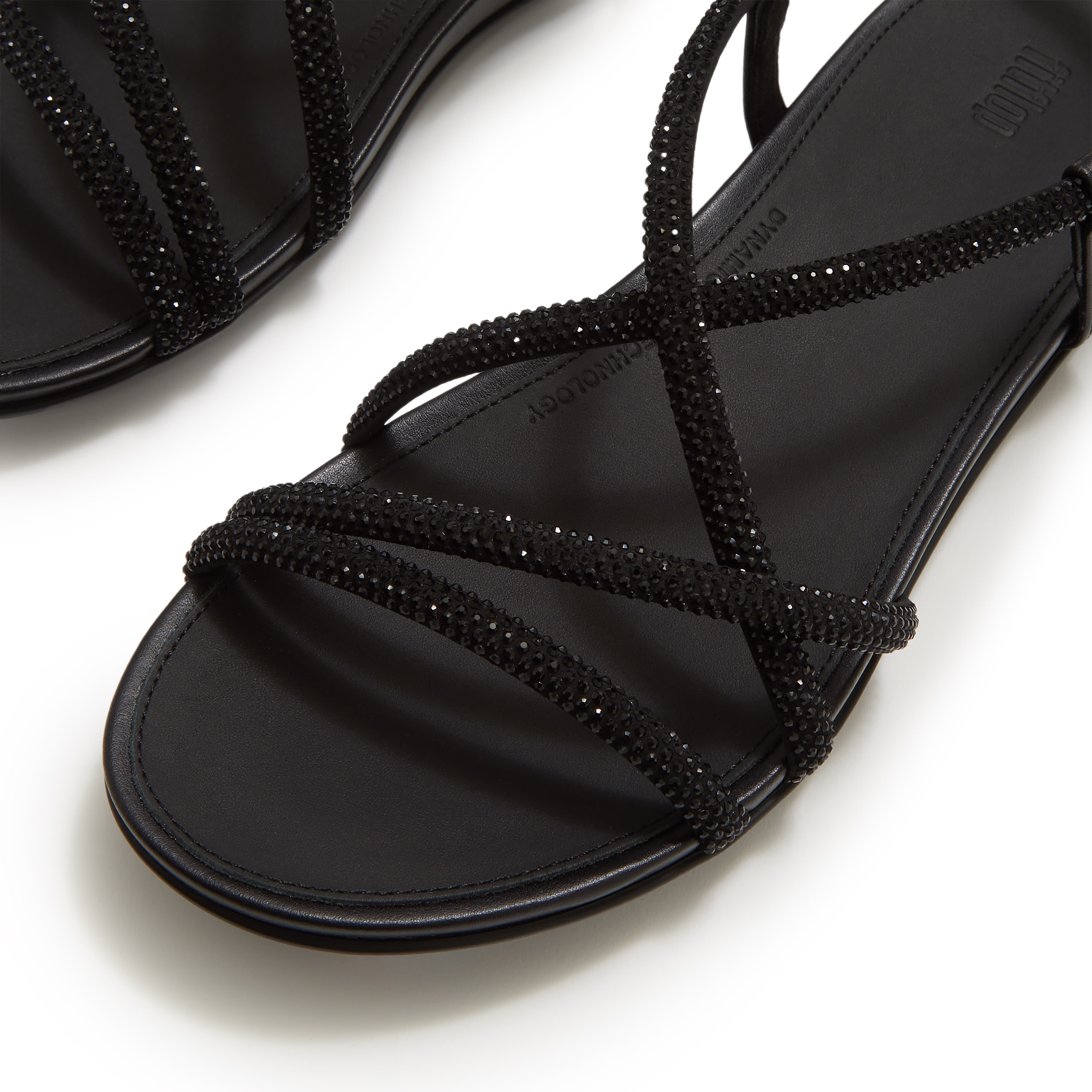 FitFlop Gracie Crystal Strappy Sandal, Alternate, color, All Black