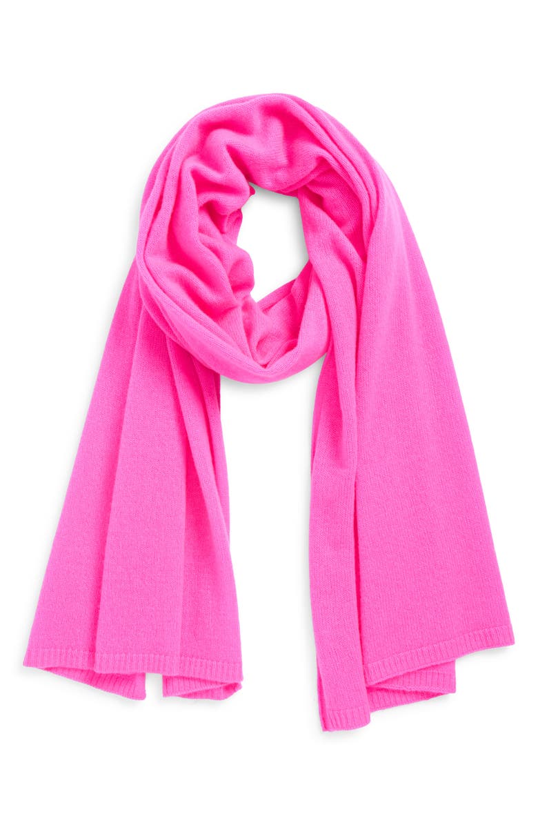 Nordstrom Cashmere Scarf, Alternate, color, Pink Neon
