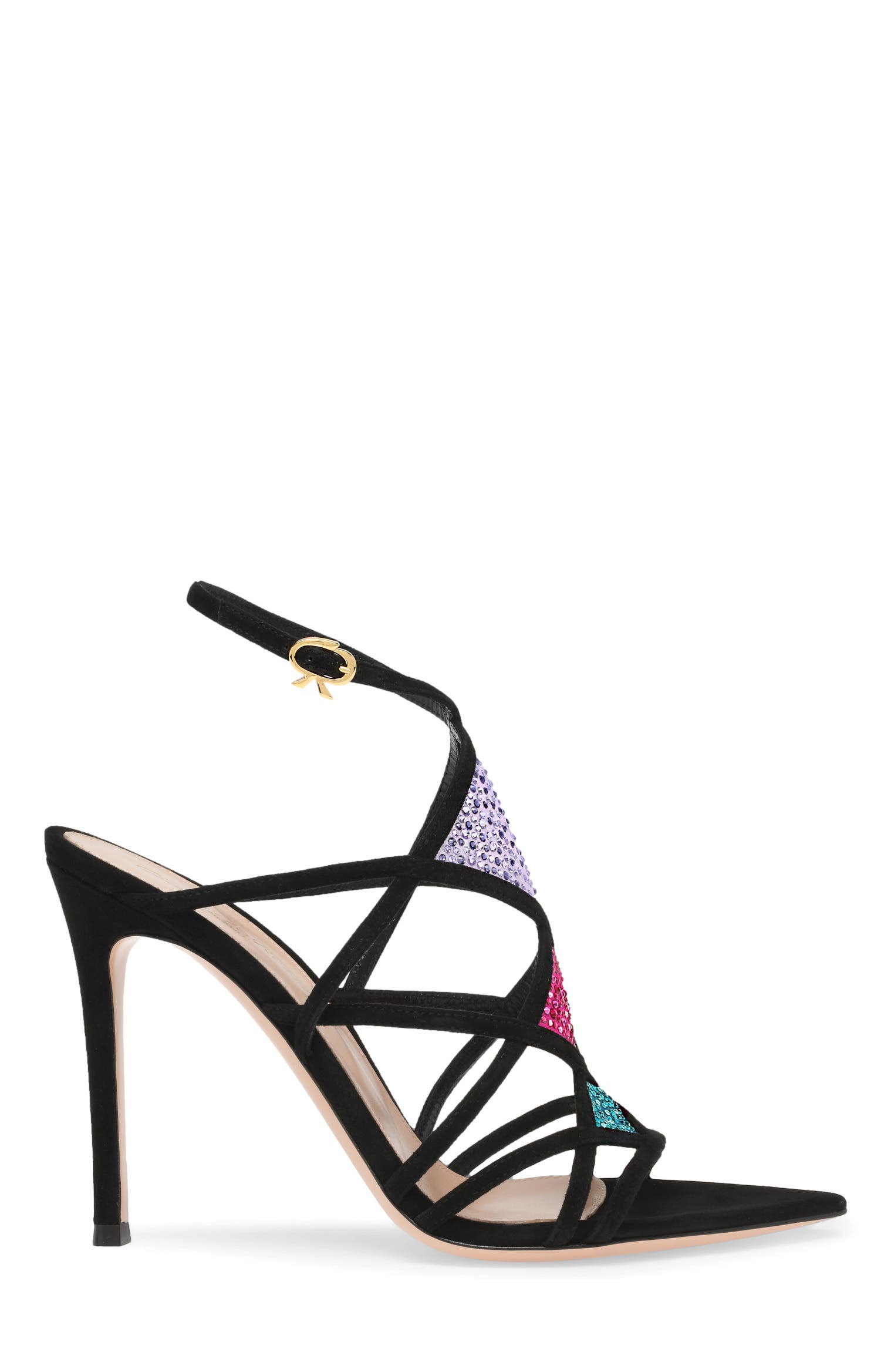 Gianvito Rossi Confetti Sandal, Main, color, Purple Suede And Fabric