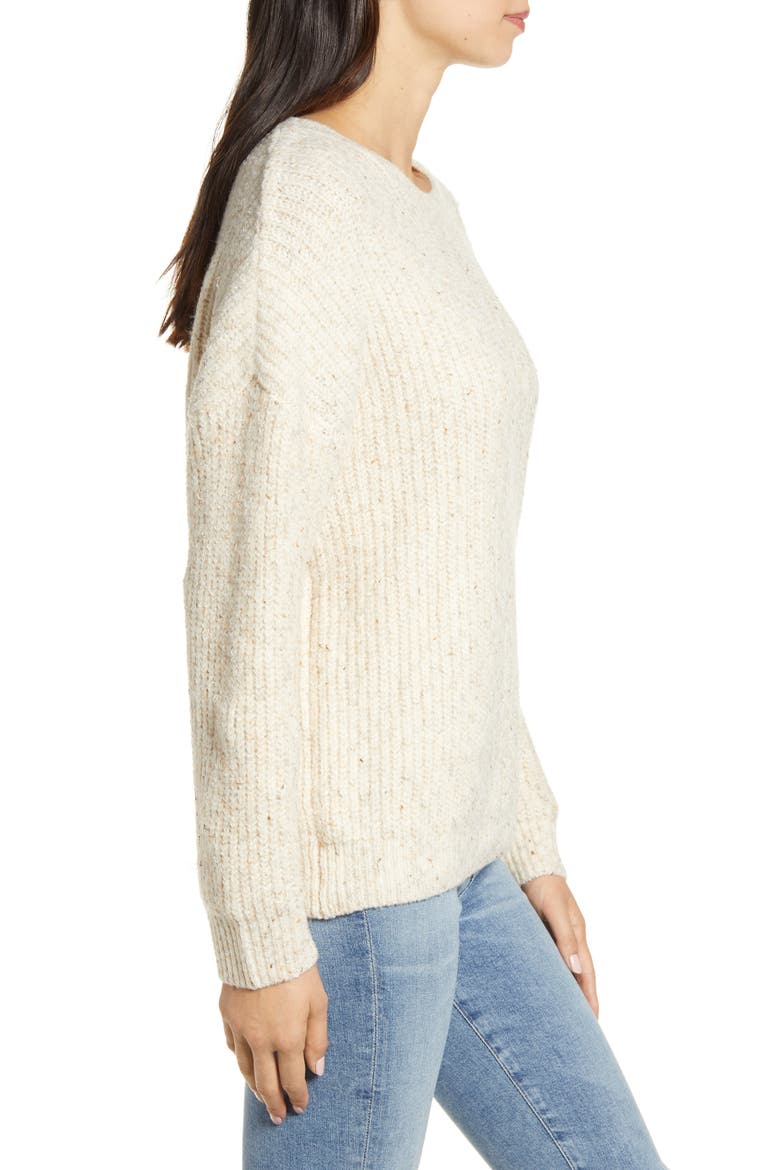 Petra Natural Speckle Yarn Sweater, Alternate, color, OATMEAL