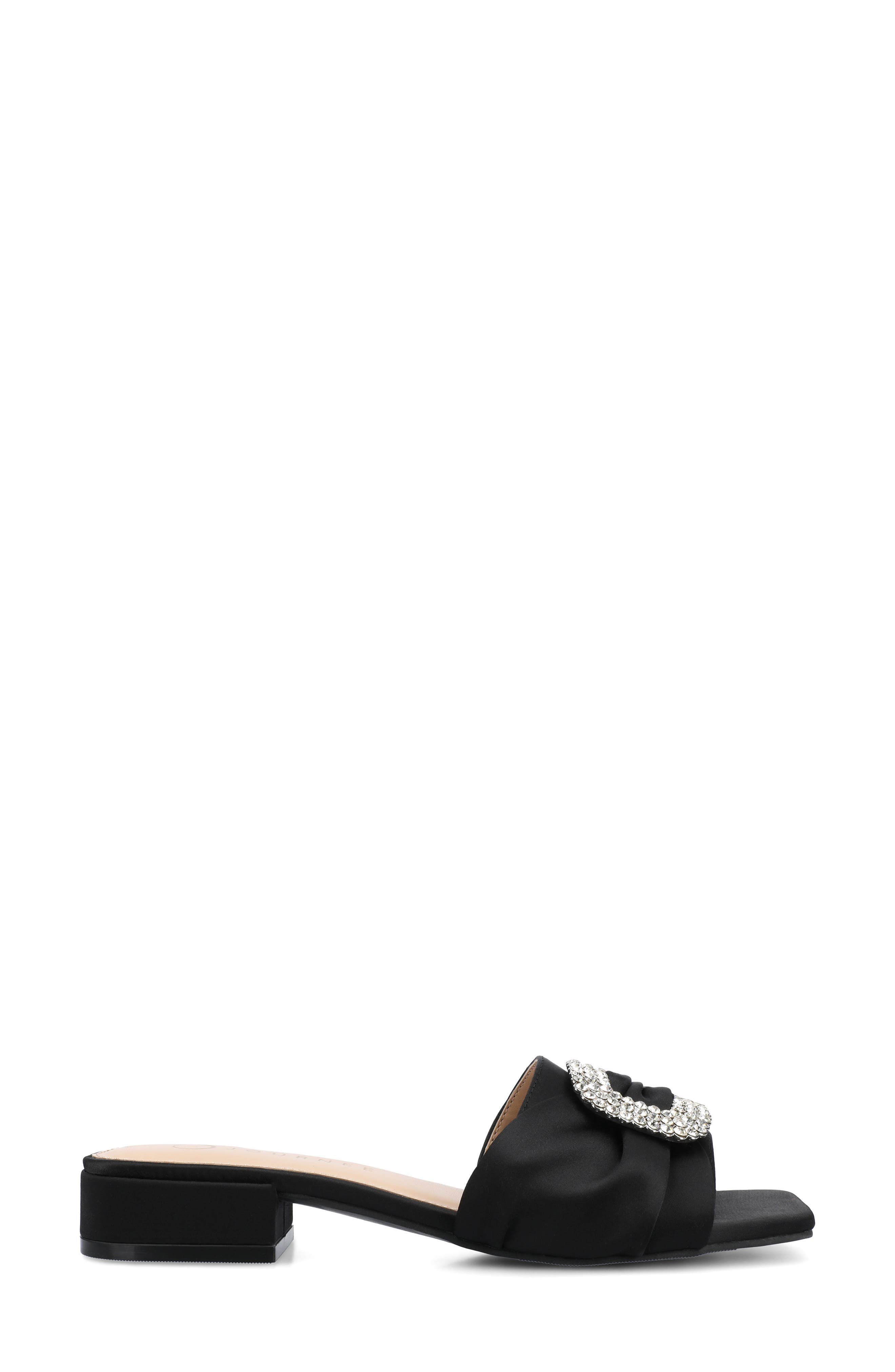 Journee Collection Flavia Rhinestone Buckle Slide Sandal, Alternate, color, 