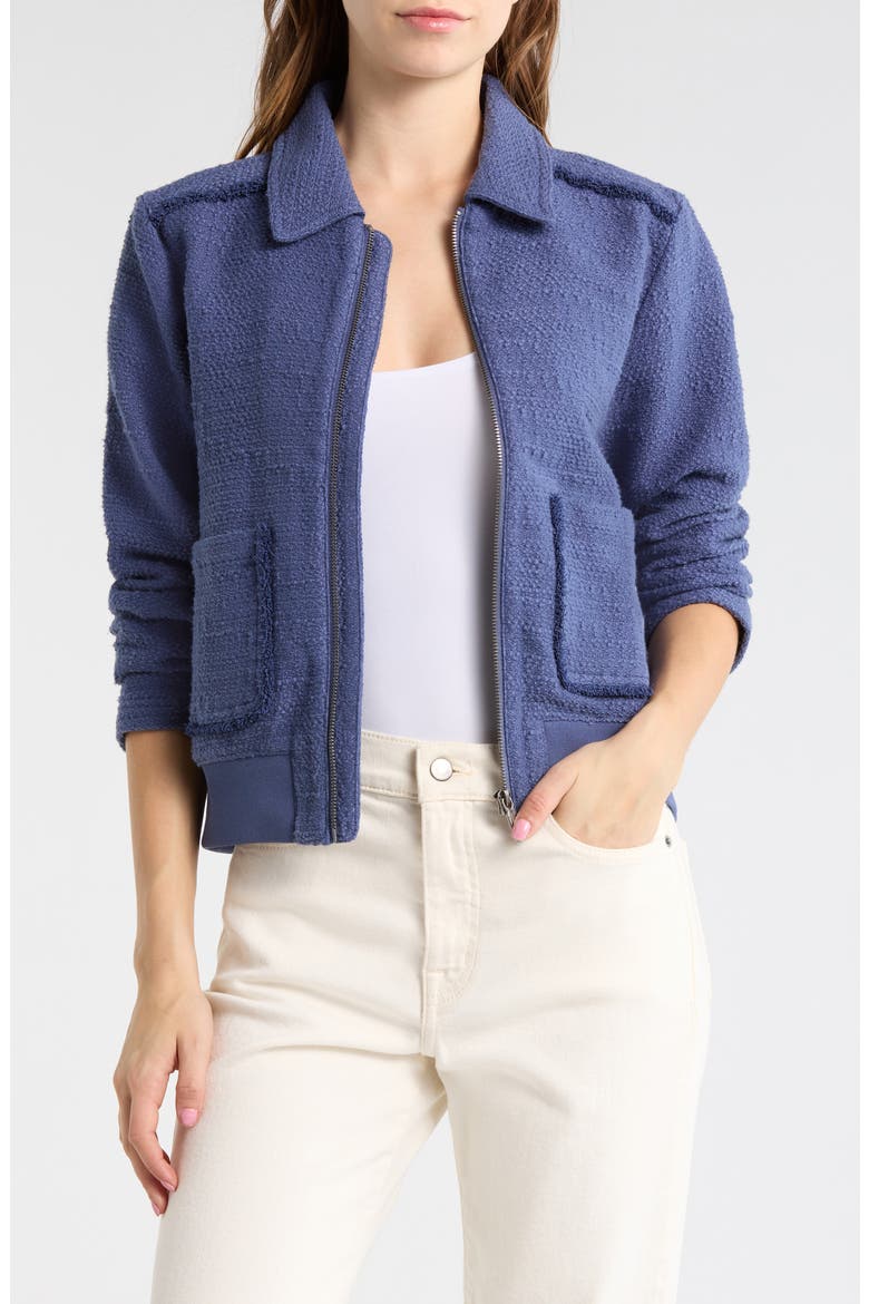 Textured Bomber Jacket, Main, color, BLUE INDIGO