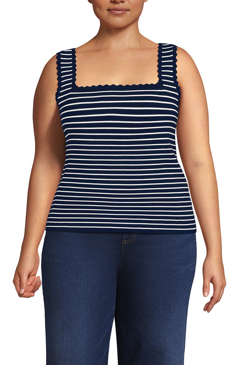 Lands' End Plus Size Square Neck Tank Sweater - Set Top, Main, color, 