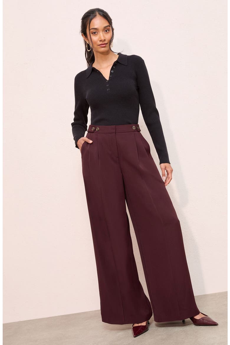 Pleated Wide Leg Pants, Alternate, color, RED