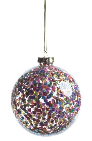Zodax Set Of 6 Multicolor Sequin Medium Glass Ball Ornaments In Multi