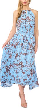 Halogen® Smocked Waist Handkerchief Hem Dress