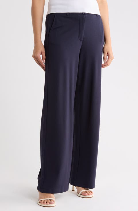 Button Front Wide Leg Trousers