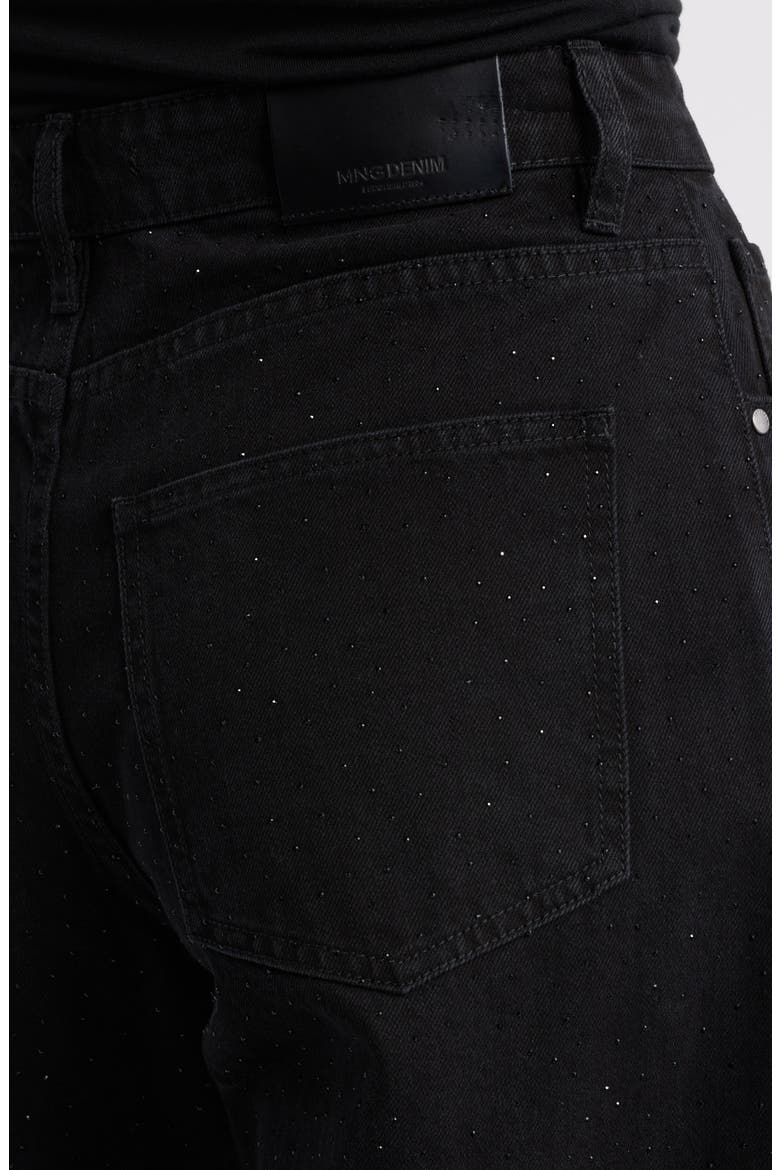 Libra Embellished Wide Leg Jeans, Alternate, color, BLACK DENIM
