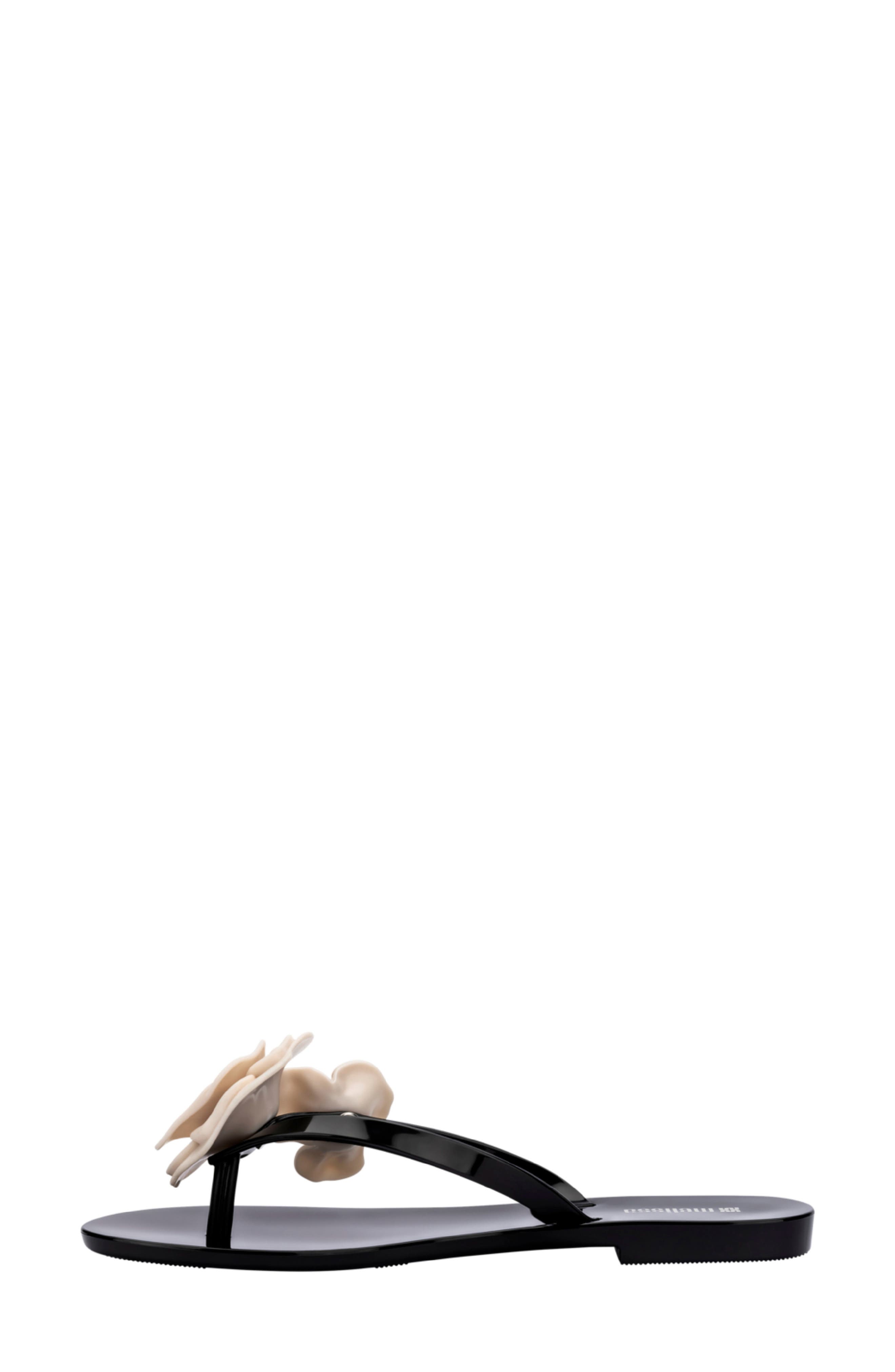Melissa Harmonic Petals Flip Flop, Alternate, color, Black/ White