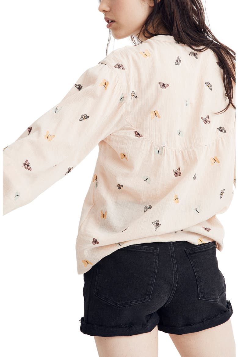 Butterfly Breeze Balloon Sleeve Peasant Top, Alternate, color, FLUTTERBY PALE PARCHMENT