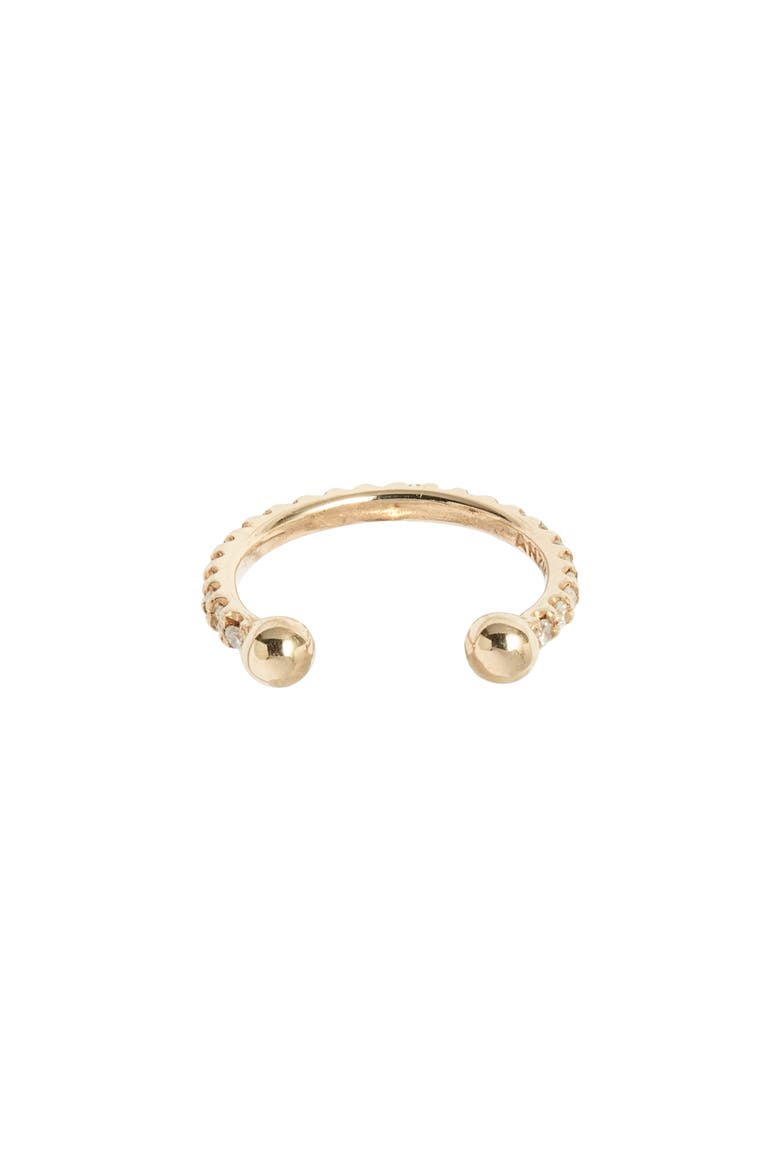 Single Pavé Diamond Ear Cuff, Alternate, color, YELLOW GOLD
