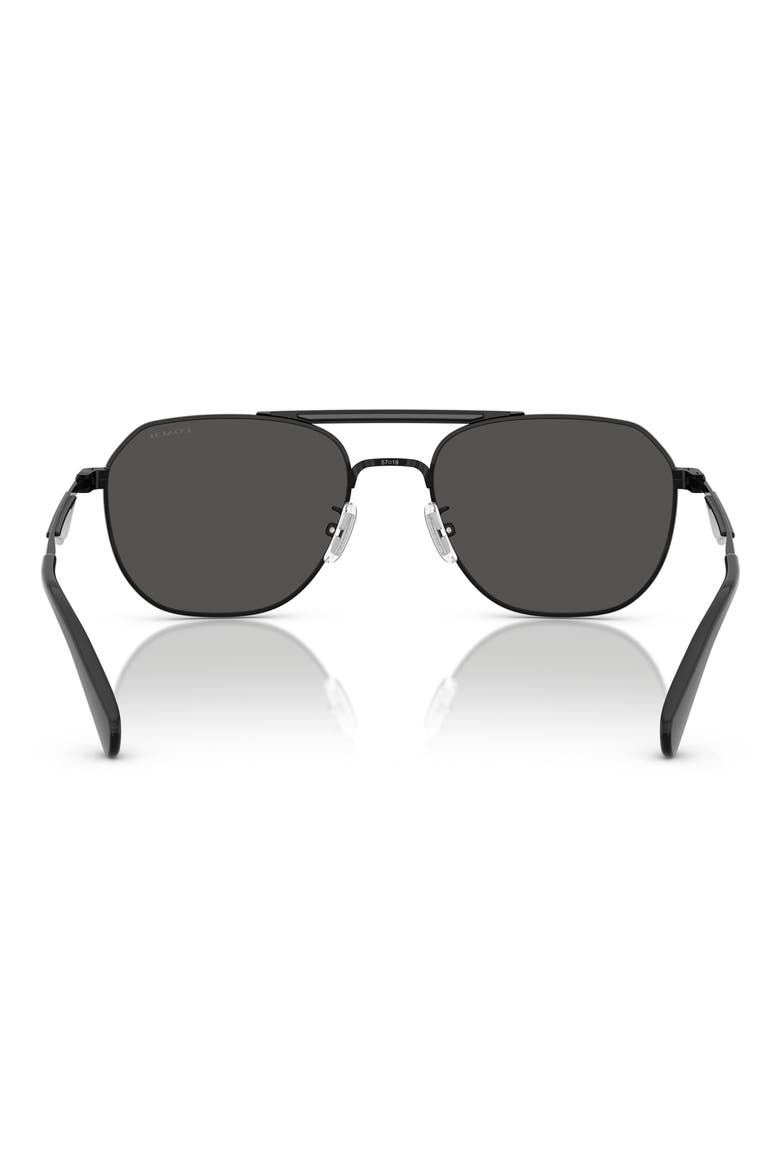 57mm Pilot Sunglasses, Alternate, color, SATIN BLACK / BLACK / GREY