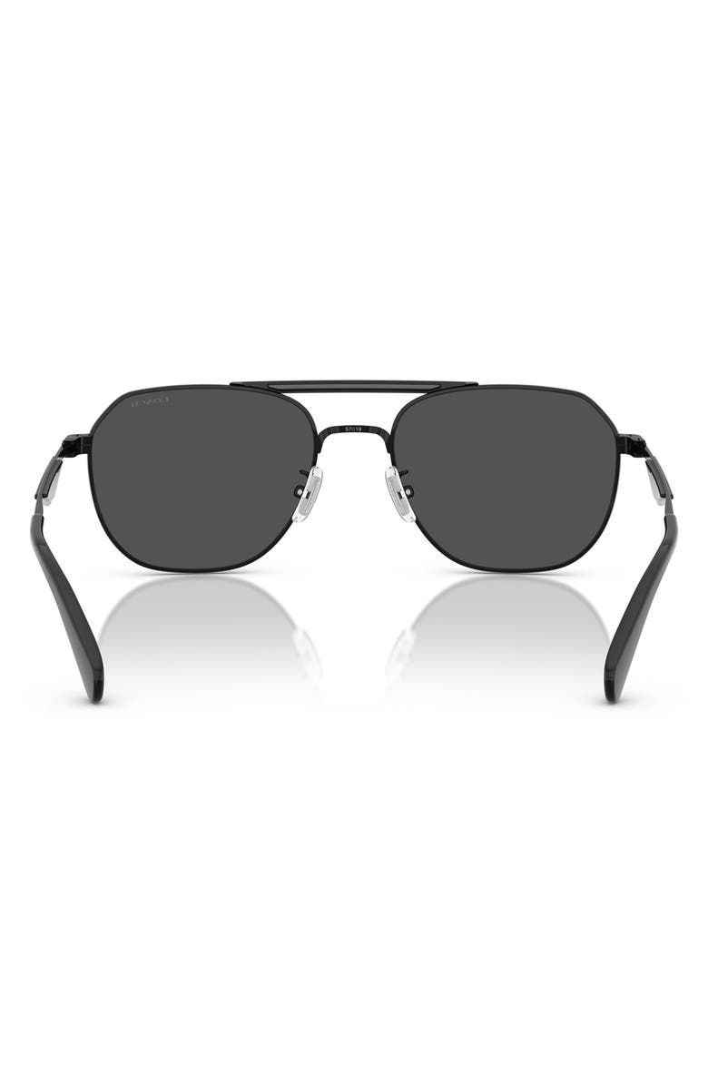 COACH 57mm Pilot Sunglasses, Alternate, color, Satin Black / Black / Grey