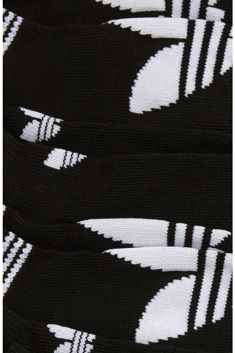 6-Pack Trefoil Logo No-Show Socks, Alternate, color, BLACK/ WHITE