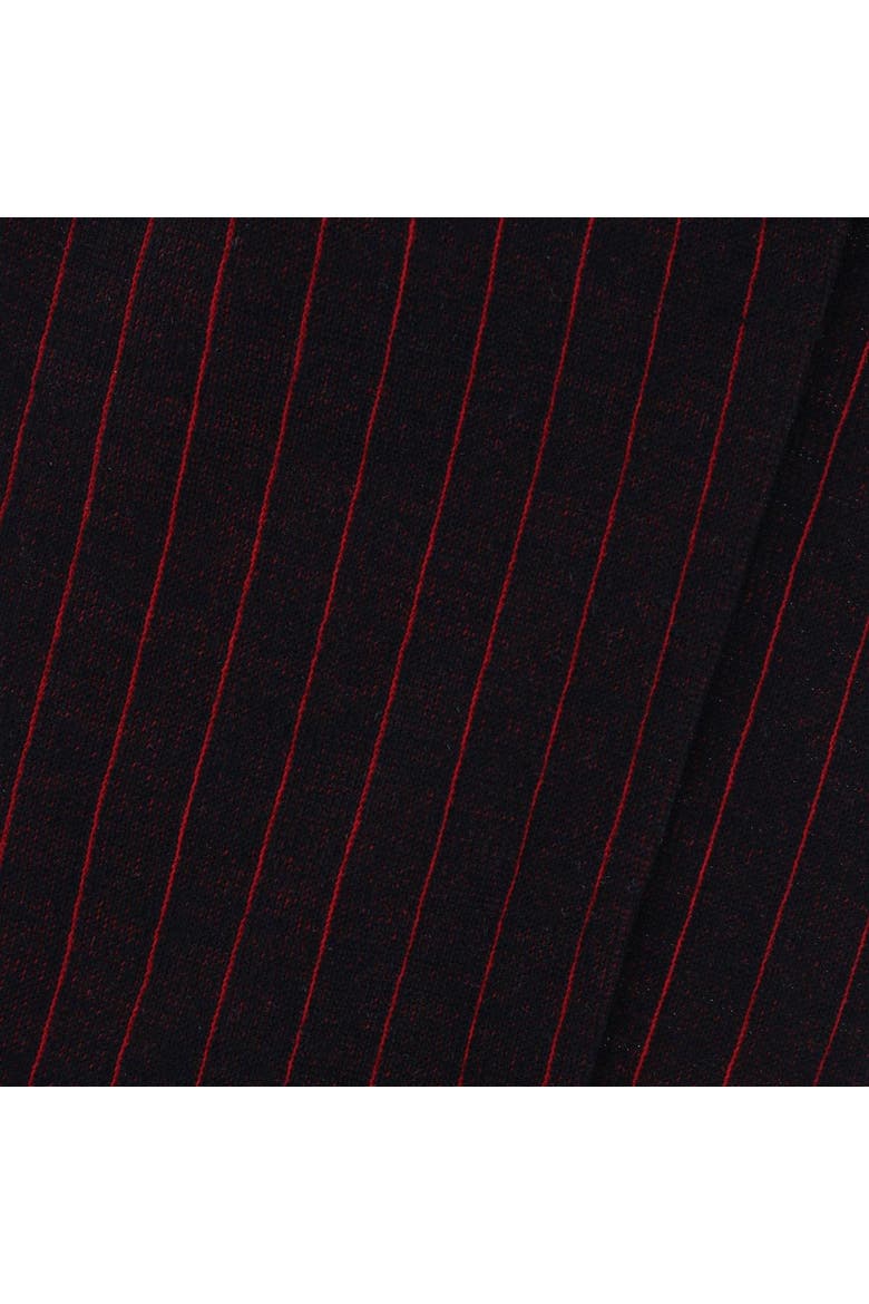 Valentino Vertical Stripe Over the Calf Mercerized Cotton Sock, Alternate, color, Black with Red Stripes