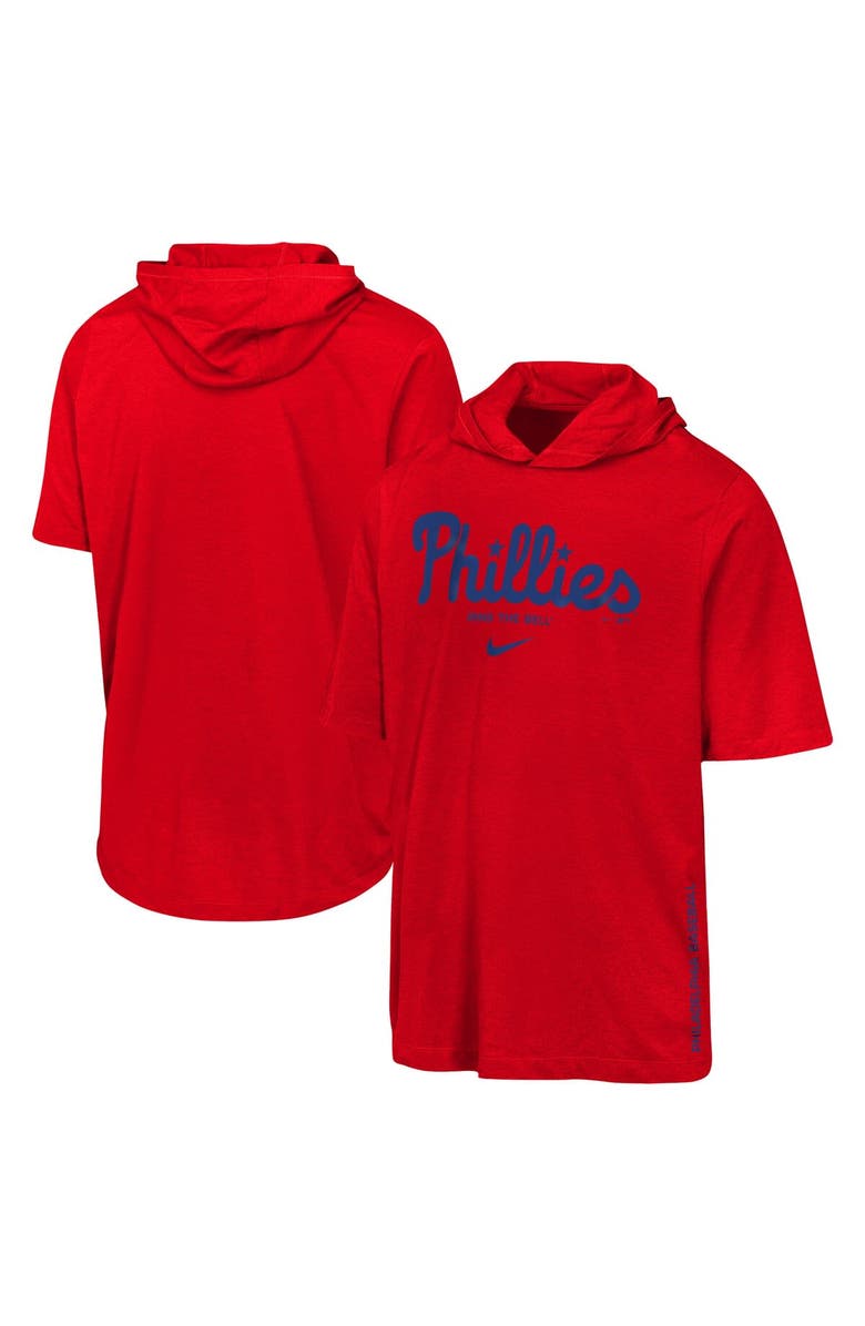 Nike Youth Nike Red Philadelphia Phillies Dri-FIT Hooded T-Shirt, Main, color, Red