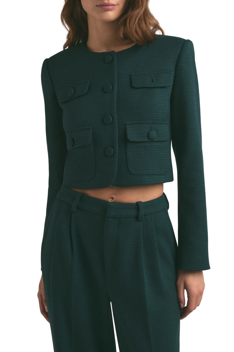 The Emily Houndstooth Crop Jacket, Main, color, JUNIPER HOUNDSTOOT