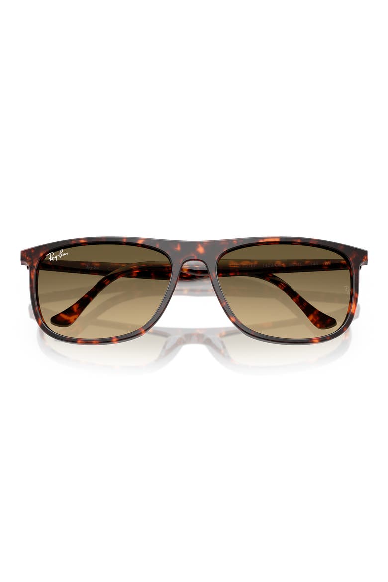 58mm Rectangle Sunglasses, Alternate, color, RED HAVANA