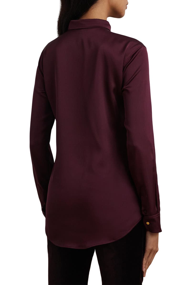 Lauren Ralph Lauren Classic Fit Satin Charmeuse Shirt, Alternate, color, Pinot Noir
