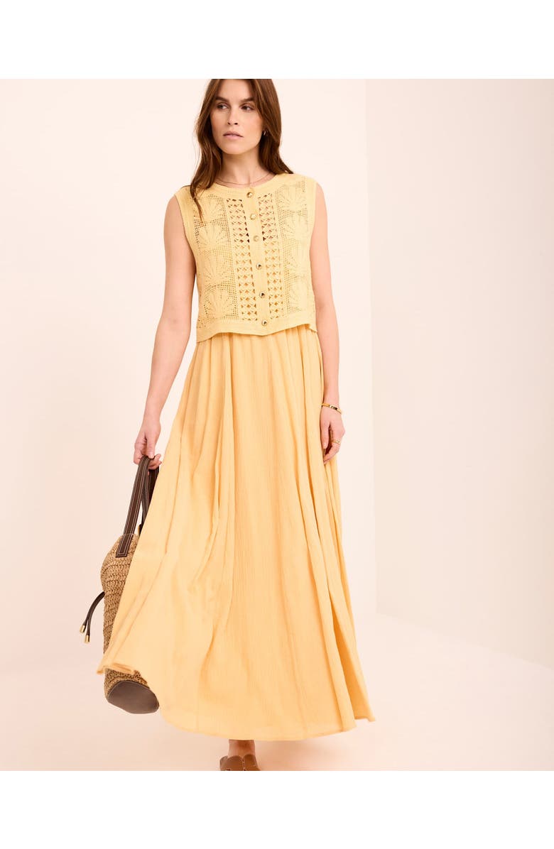 MINT VELVET Cotton Blend Crochet Maxi Dress, Alternate, color, Yellow