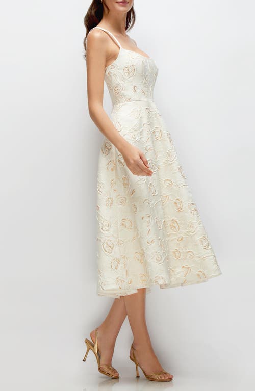 DESSY COLLECTION DESSY COLLECTION METALLIC ROSETTE COCKTAIL MIDI DRESS