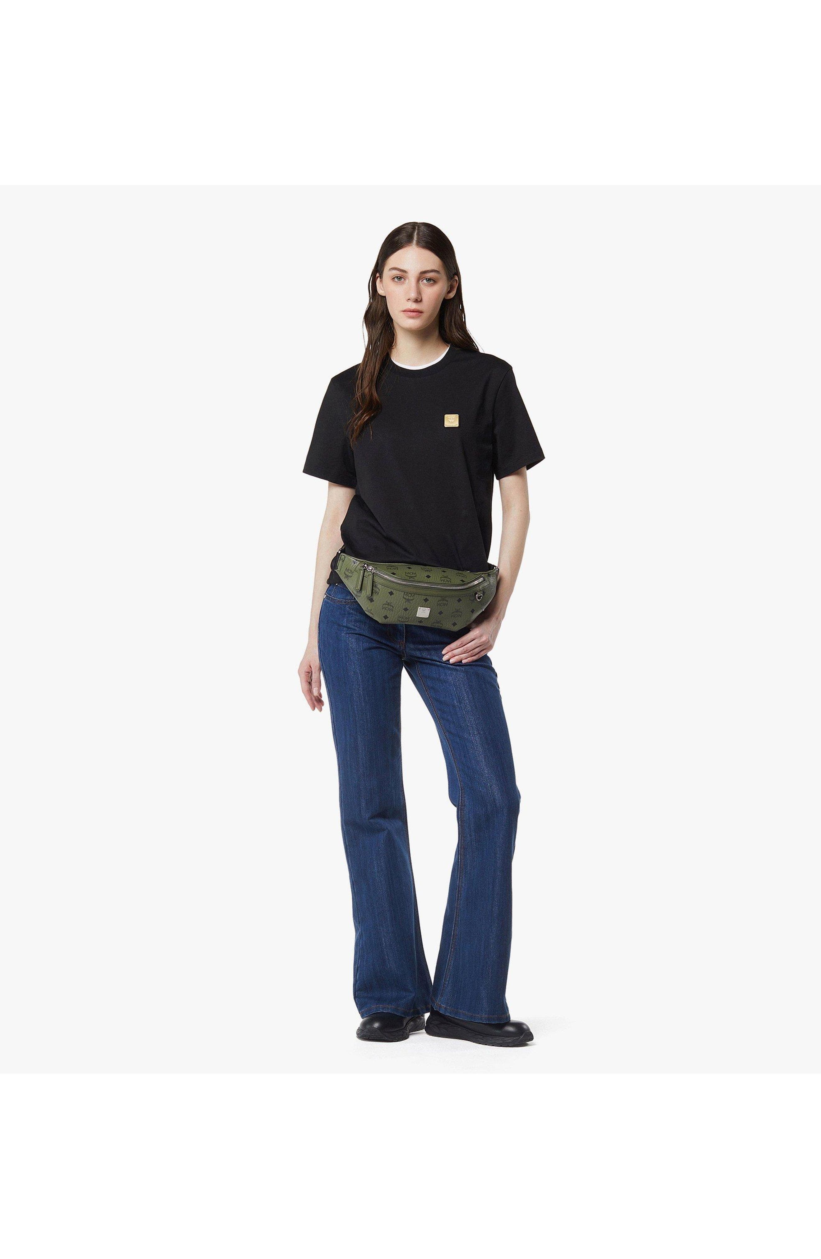MCM Fursten Belt Bag in Visetos, Alternate, color, Khaki Moss