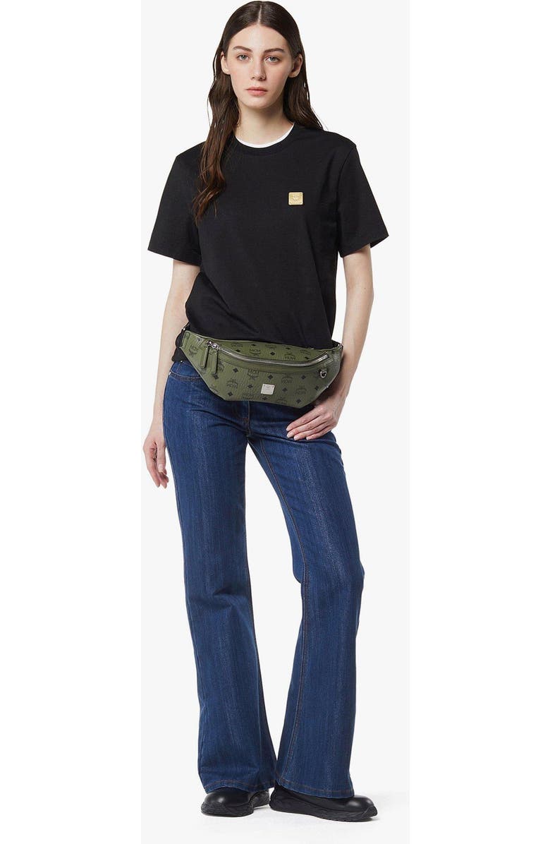 MCM Fursten Belt Bag in Visetos, Alternate, color, Khaki Moss