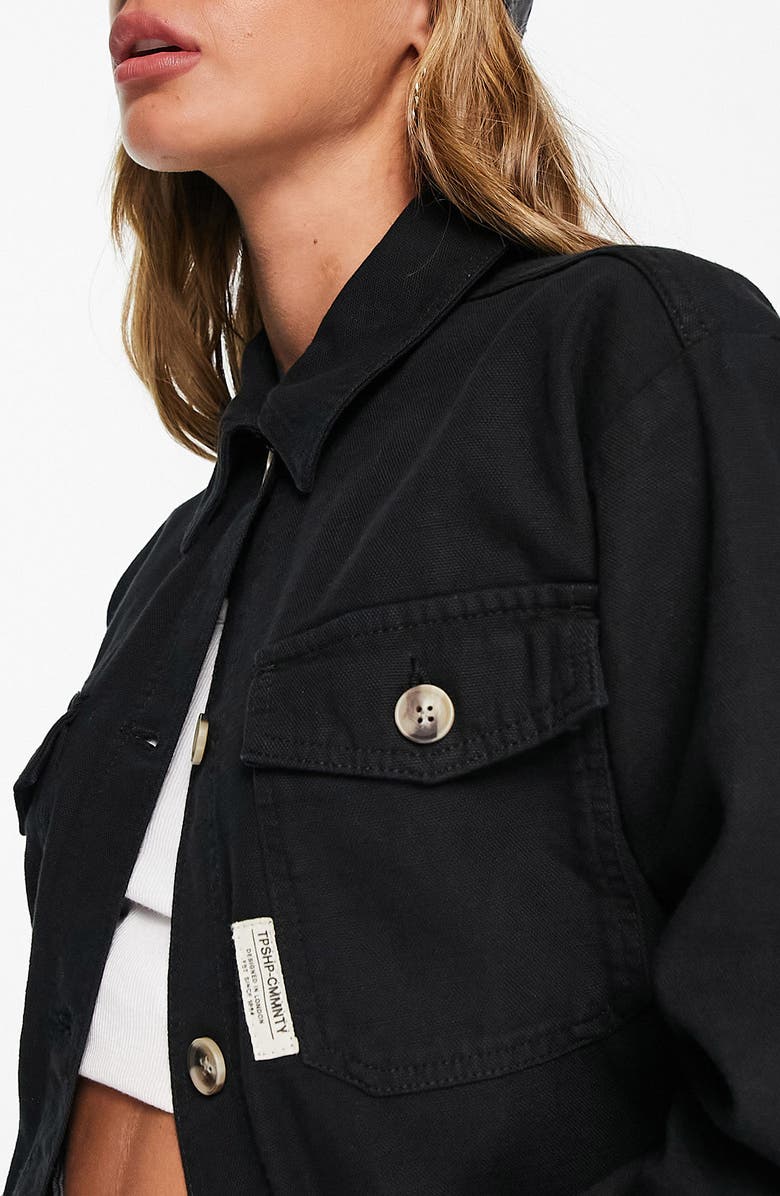 Topshop Oversize Cotton Shacket, Alternate, color,