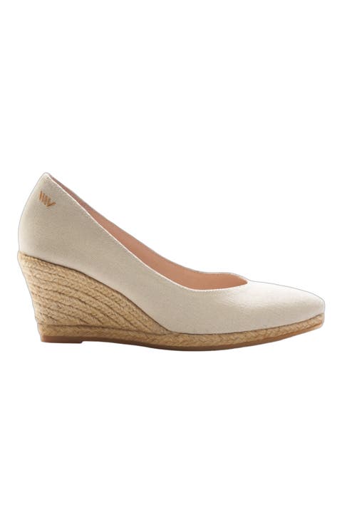 Roses Canvas V Cut Espadrille Wedges