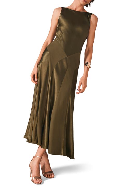 Panelled Satin Maxi Dress