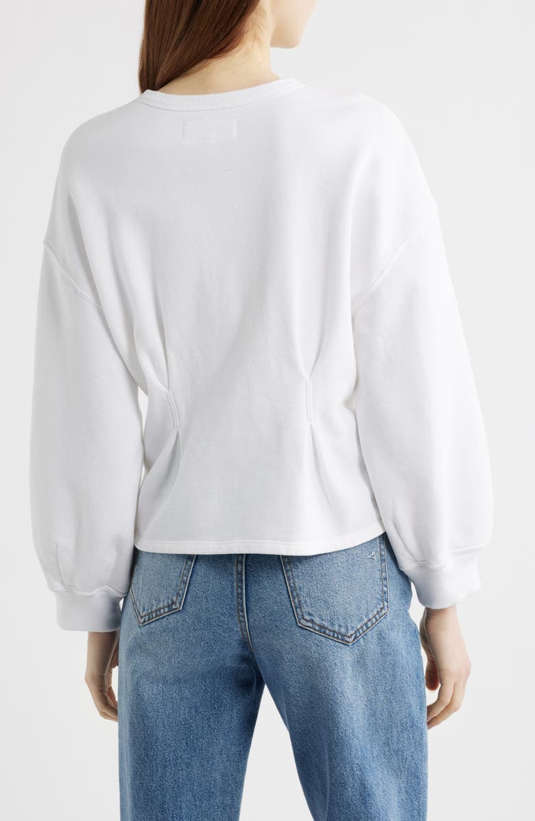 THE GREAT. The Slouchy Cotton Corset Peplum Sweatshirt, Alternate, color, True White